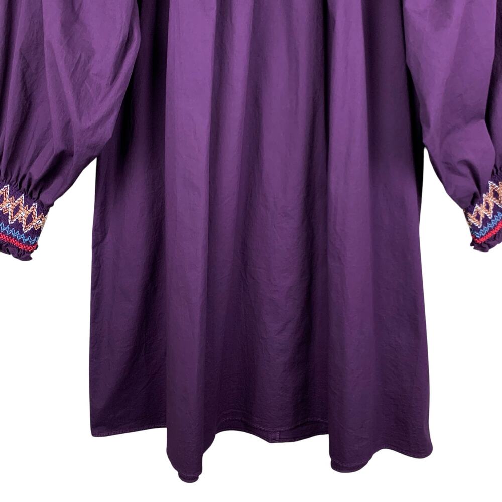 Pomander Place Wrenley Dress Purple Smocked Mini Long Sleeve Women's L - Picture 4 of 11